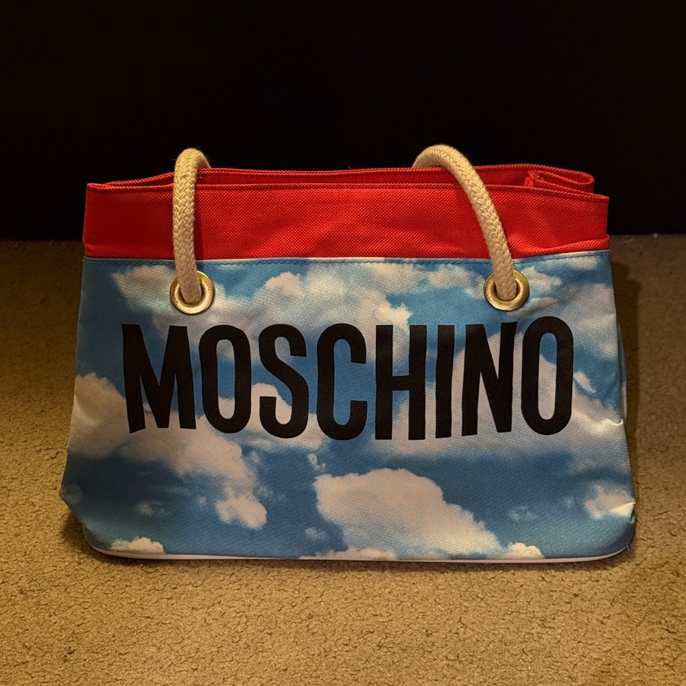 Moschino Red and Blue Cloud Tote Vintage 90s
